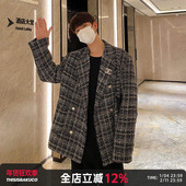 秋冬小香风西装 白口阳 巴黎来信 粗花呢休闲宽松保暖西服上衣男