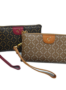 沙驰新款手拿包时尚印花PVC大容量包多隔层耐用手机包SC44397-2FR