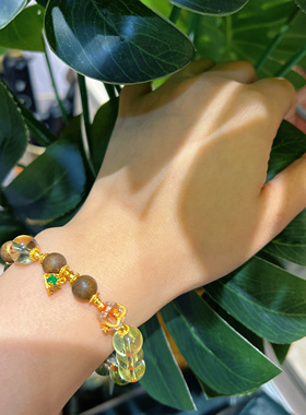 【秘境珠宝】净月·黄水晶沉香手串称心如意