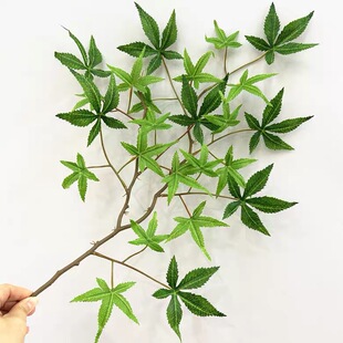 仿真枫树叶鸡爪槭绿色秋天树叶户外大型陈列装饰品绑树叶子假植物