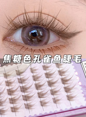 睫语心愿焦糖色孔雀鱼假睫毛懒人三部曲睫毛混合装分段仙子毛