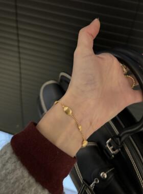 女银镀金高品质拉丝猫眼豆豆手链