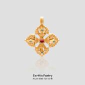 Earth Poetry古法系列金丝红玉绿松石金刚杵吊坠带绳项链