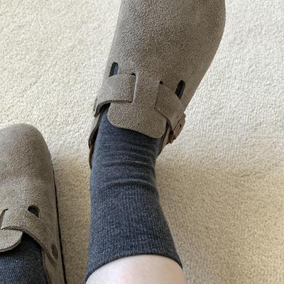 袜子女春秋中筒袜白色无骨棉保暖