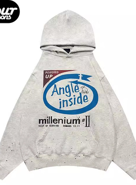 四季False perception泼墨休闲连帽卫衣做脏褪色创意趣味墨点帽衫