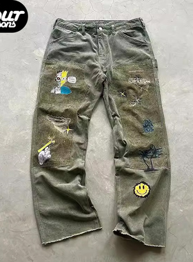 【四季】False Perception T800机械辛普森图案休闲裤伐木工装裤