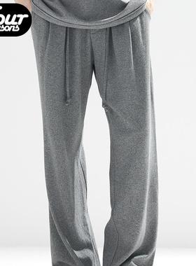 四季 Epide 预制薄褶皱褶皱撕裂边长裤懒人宽松松紧带休闲运动裤