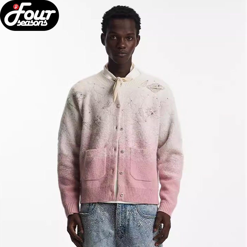 BORC银河刺绣开衫外套渐变粉