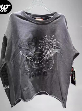 四季 RHIME 23SS 水洗质感亚黑异形四方刀割下摆个性做旧长袖T恤