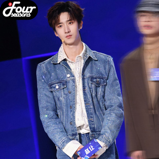 CHILD.BORC ROYAL 蚀刻logo藤蔓满钻牛仔夹克服秋冬外套 BIRTH