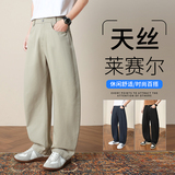 春夏季莱赛尔天丝棉休闲裤男裤高级感老钱风显瘦直筒西裤8213/p50，男装西裤，星座223-1（原星座201）