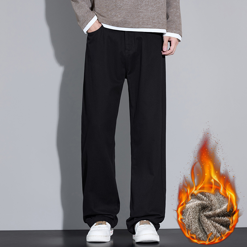 保暖美式休闲裤男cleanfit纯黑色百搭直筒西裤8201R加绒p55常规45，男装西裤，星座223-1（原星座201）