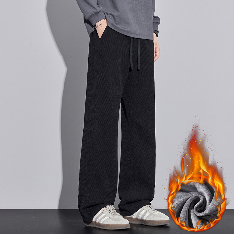 冬季加绒雪尼尔运动卫裤男北极绒人字纹保暖弯刀糯米裤H806R特p45，男装休闲裤，星座223-1（原星座201）