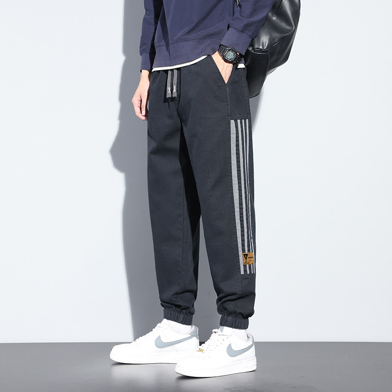 7006/p40日系2023秋冬美式工装裤男装条纹束脚裤哈伦裤休闲裤主推图片