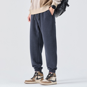 冬季潮牌雪尼爾休閑褲百搭寬松衛(wèi)褲男肌理感人字紋束腳褲H888/p40圖片