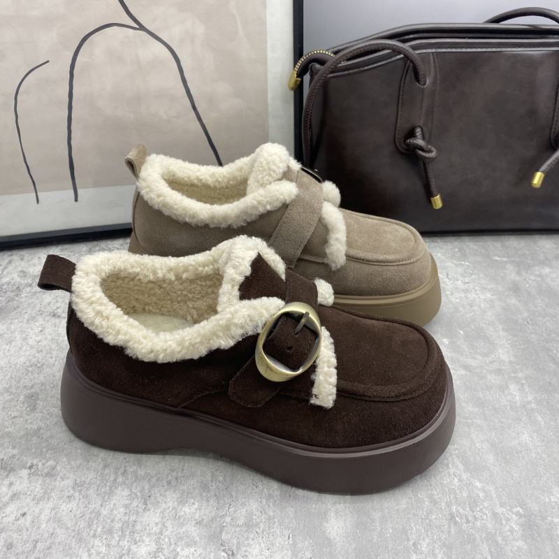 2025秋冬舒适加绒勃肯鞋女厚底保暖扣带休闲棉鞋冬季百搭女鞋