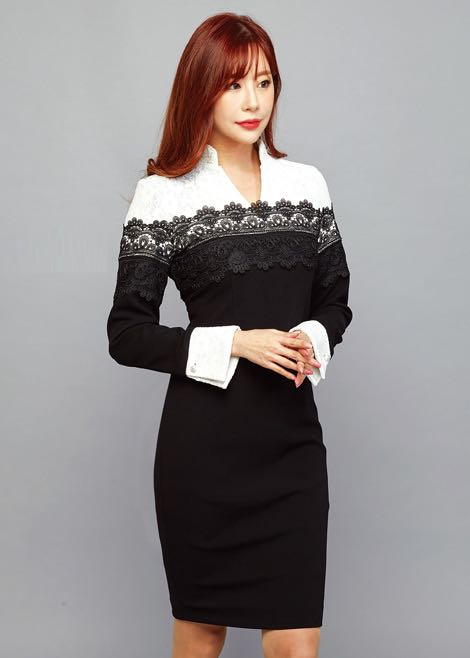 韩国代购精品女装 17新款LNY 时尚名媛气质高雅连衣裙礼服裙 1229