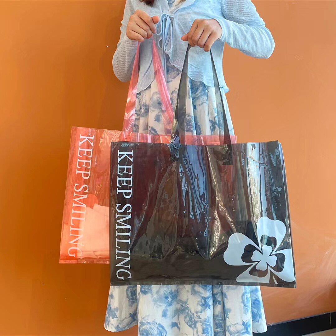 塑料袋透明特厚新款单肩ins中包大学生上课书包韩版百搭斜挎手提