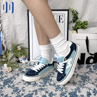 顽刻ollieskate海军蓝秋季 校园风W系列休闲低帮男女国潮滑板鞋