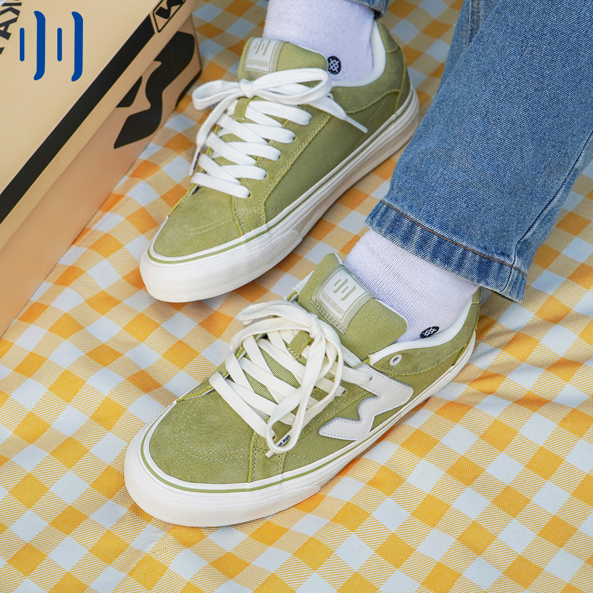 顽刻ollieskate冬梨配色春季校园风W系列帆布低帮男女国潮滑板鞋