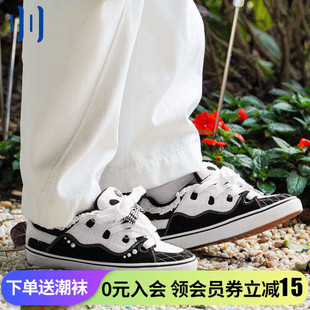 黑白小香风BAKE男女国潮滑板鞋 顽刻ollieskate面包鞋 蛇年生肖款