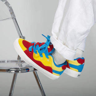 顽刻ollieskate面包鞋翻毛皮红黄蓝复古拼色秋冬BAKE男女滑板鞋