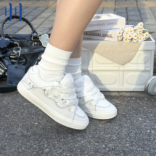 BAKE男女国潮滑板鞋 顽刻ollieskate面包鞋 满天星配色学生小白鞋