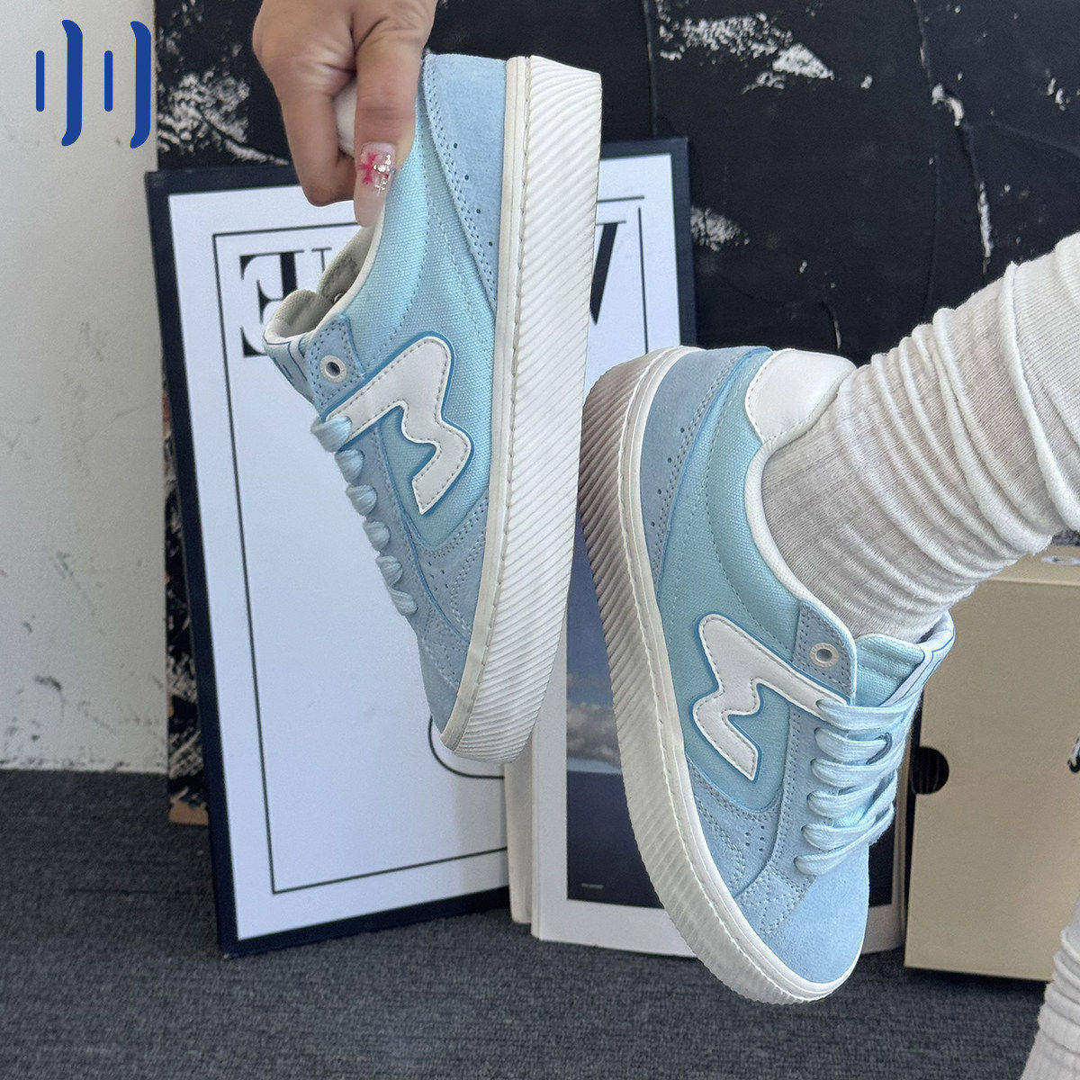 顽刻ollieskate轻质海军蓝秋季校园风W系列低帮男女国潮滑板鞋,流行男鞋,休闲板鞋,淘宝优惠券,粉丝福利购,淘宝优惠卷