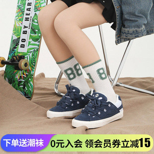 顽刻ollieskate面包鞋 翻毛皮深蓝色配色拼接BAKE男女滑板鞋