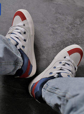 顽刻ollieskate面包鞋翻毛皮红白蓝拼色秋冬BAKE男女国潮滑板鞋