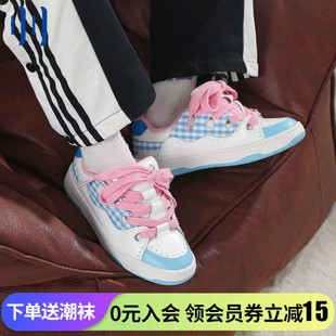 顽刻ollieskate冷粘面包鞋 蓝白棋盘格撞色拼接BAKE男女休闲滑板鞋