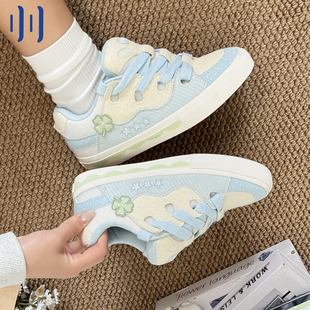 BAKE休闲低帮男女国潮滑板鞋 顽刻ollieskate面包鞋 四叶草配色春季