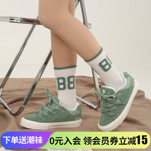 顽刻ollieskate面包鞋 翻毛皮霜绿色春夏复古纯色低BAKE男女滑板鞋