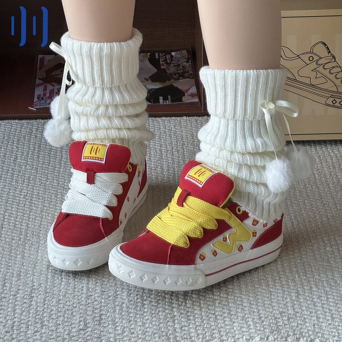 顽刻ollieskate芝士薯条贝果鞋冬季BAKE低帮男女W软底面包鞋板鞋