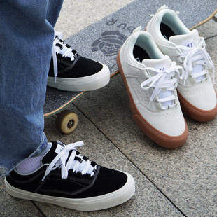 顽刻ollieskate全翻毛皮复古防磨鞋带低帮专业减震百搭男女滑板鞋