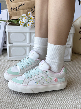 顽刻ollieskate春枝叙配色春季校园风W系列低帮男女国潮滑板鞋