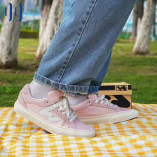 顽刻ollieskate浅粉色春季校园风W系列帆布低帮男女国潮滑板鞋