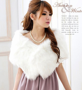 秋冬新娘婚纱仿狐狸毛披肩晚宴礼服迎宾旗袍外搭伴娘披肩皮草外套