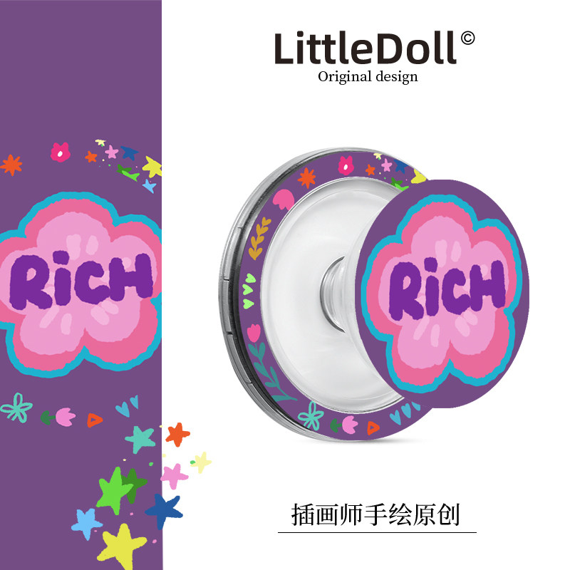 原创磁吸咐气囊手机支架桌面折叠有钱花旋转伸缩过新年英文指环扣