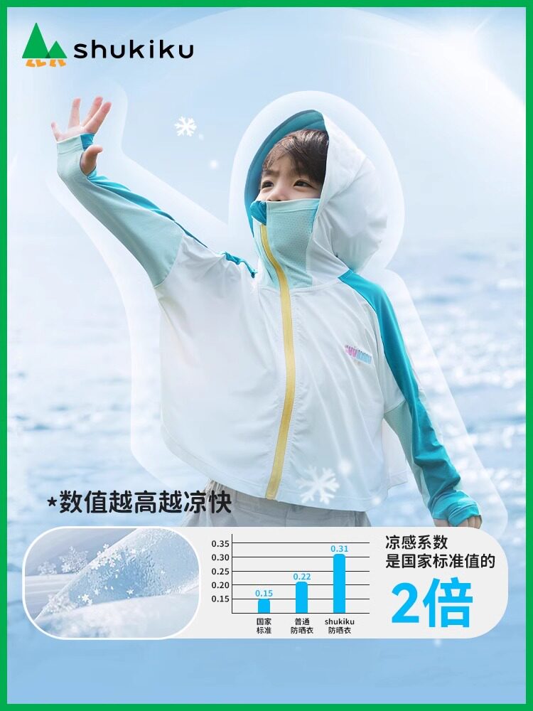 SHUKIKU 어린이 자외선 차단 의류 2024 여름 새로운 자외선 차단 망토 소년 소녀용 자외선 방지 피부 의류 부모-자식
