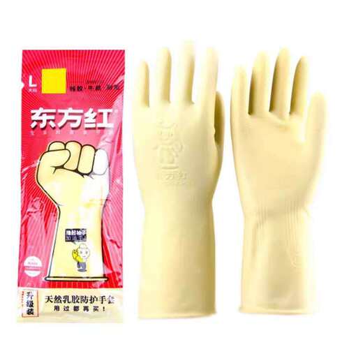 东方红胶手套防水清洁家用厨房洗衣家务耐用胶皮胶手套买5对包邮
