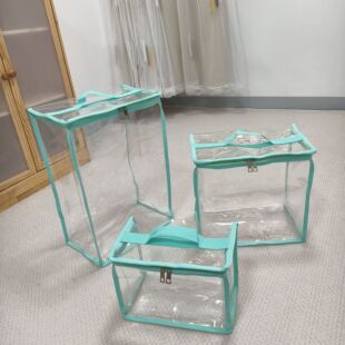 现货透明PVC防泼水防尘防潮收纳袋手提袋玩具袋塑料拉链包沙滩包
