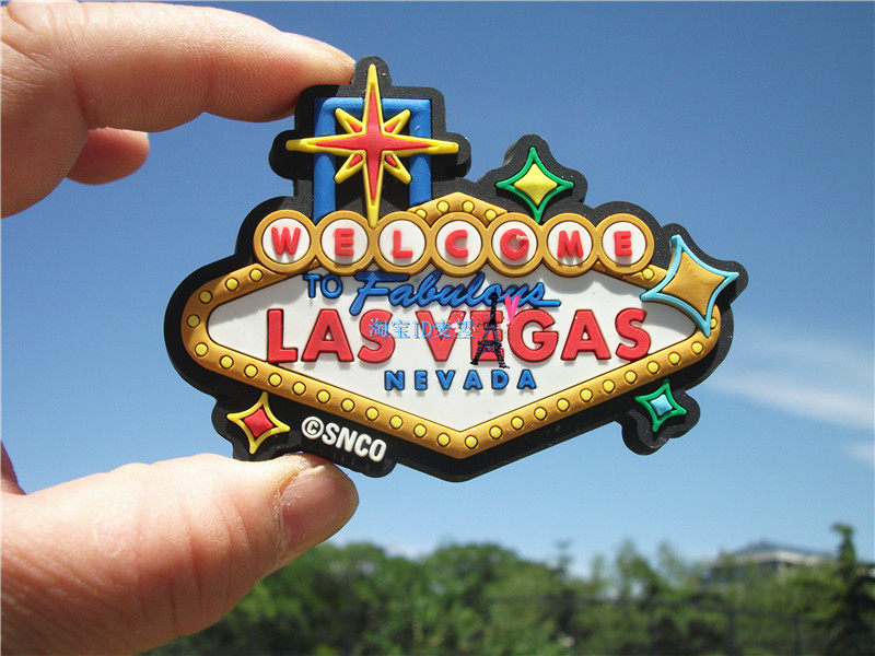 AMERICAN LOCAL REFRIGERATOR STICKERS LAS VEGAS LAS VEGAS NEVADA CLASSIC LOGO SOFT PLASTIC HAND LETTER