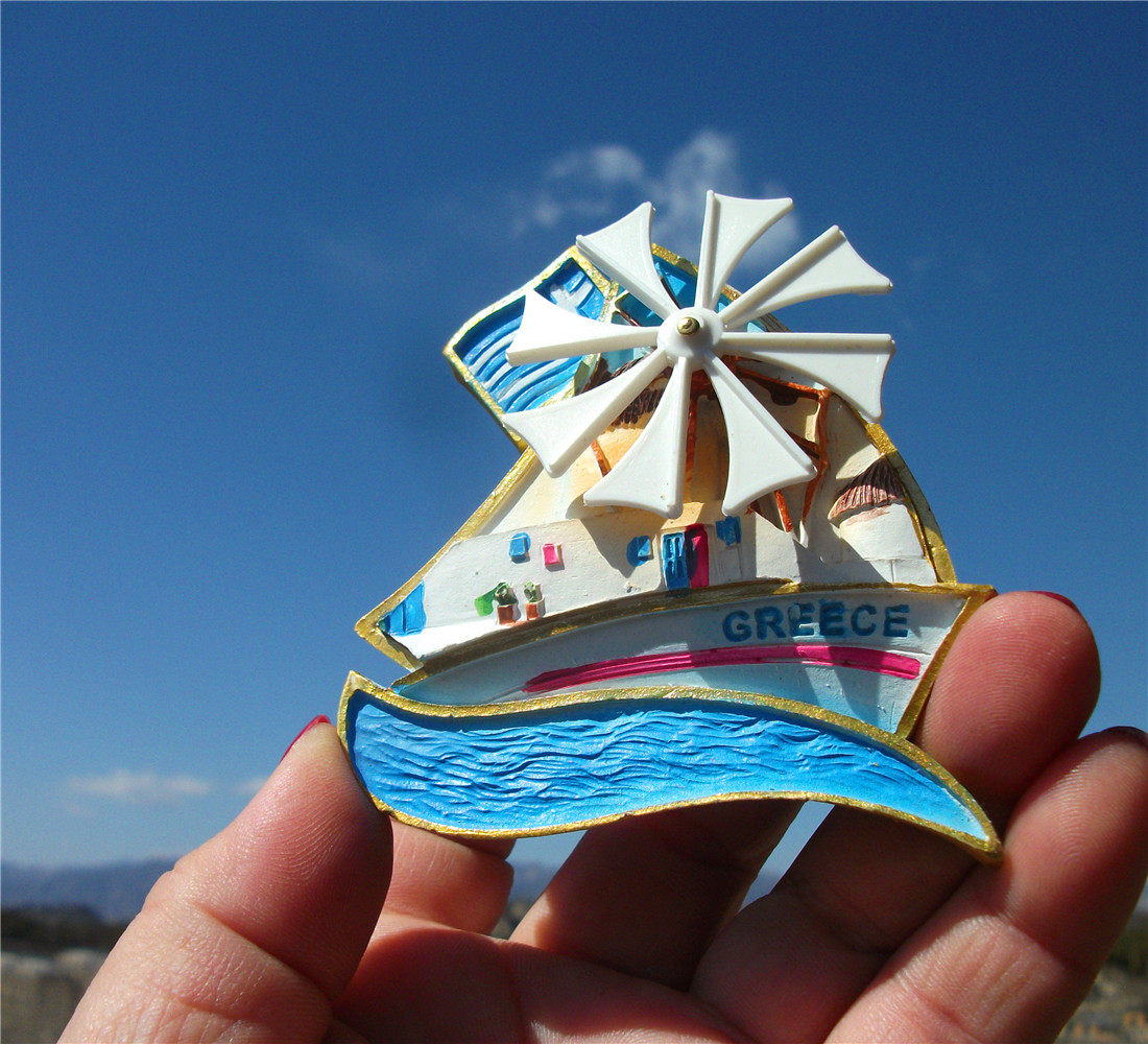 希腊当地冰箱贴 greece国旗  帆船形 风车有扇叶 手信 纪念品