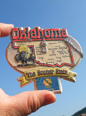 瑕疵 美国当地购买冰箱贴 OKLAHOMA 磨损