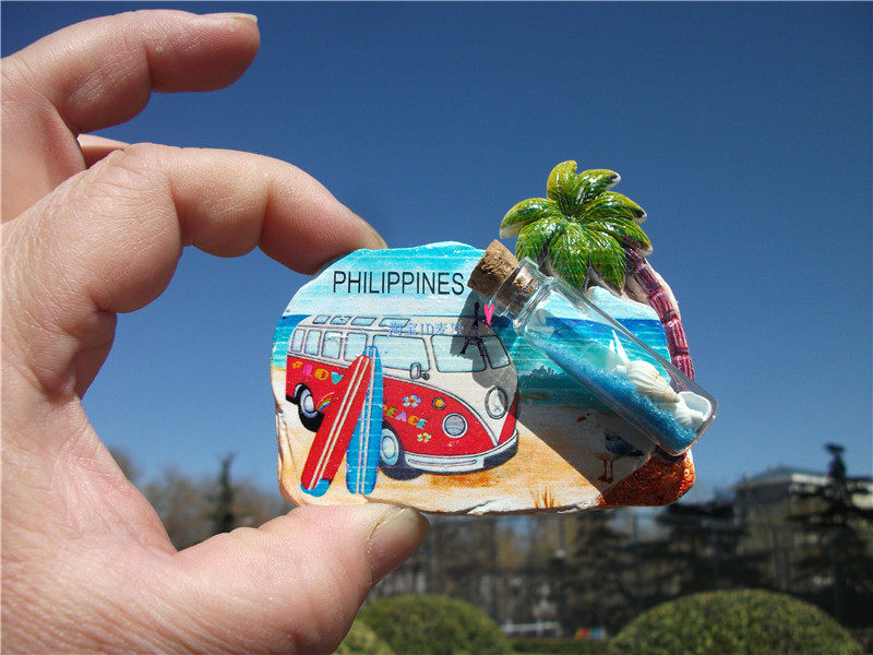 WORLD TOURISM COMMEMORATIVE FRIDGE MAGNET PHILIPPINES WISHING BOTTLE STARLIGHT BOTTLE BEACH VIEW