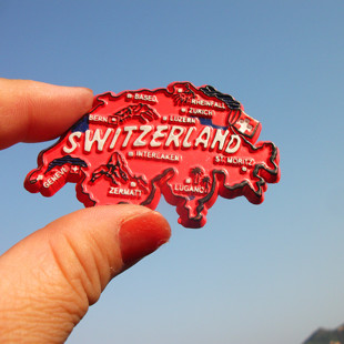 瑞士当地购买冰箱贴 SWITZERLAND 经典地图形