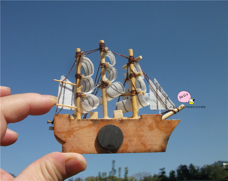 MAURITIAN LOCAL FRIDGE MAGNET MAURITIUS WOODEN SAILBOAT SMOOTH SAILING MULTI-COLOURED OPTIONS