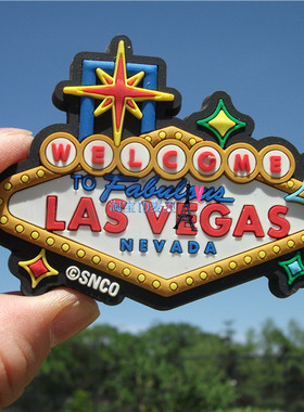 美国当地冰箱贴 拉斯维加斯 LAS VEGAS NEVADA经典标志 软胶 手信