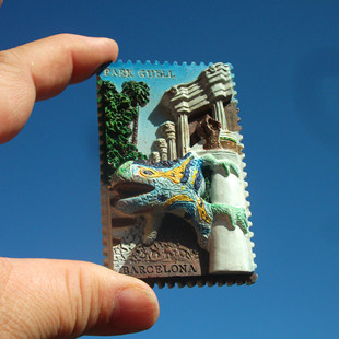 世界旅游纪念冰箱贴 西班牙 巴塞罗那 奎尔公园 PARK GUELL蜥蜴